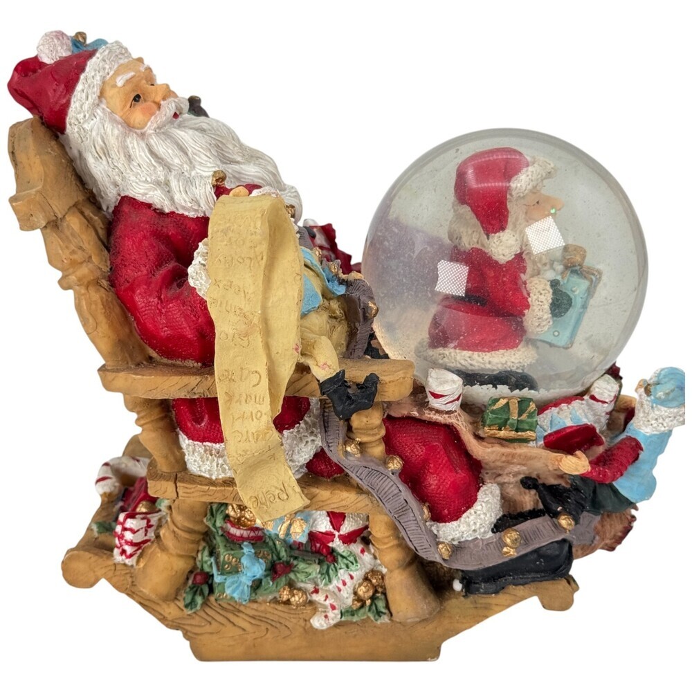 Daydreaming Santa List Toys Presents Snow Globe Christmas Elves Rocking Chair